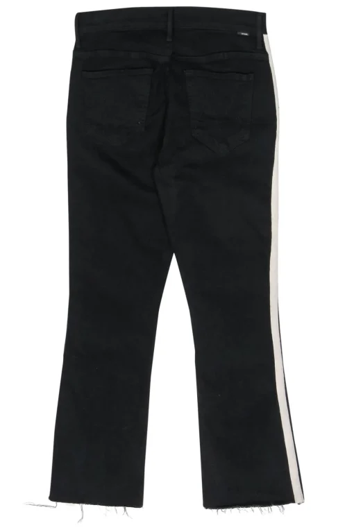 MOTHER - Black Cropped Straight Leg Jeans w/ White Stripes Sz 28