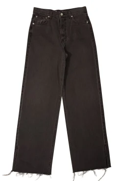MOTHER - Faded Black Wash Frayed Hem Straight Leg Jeans Sz 00