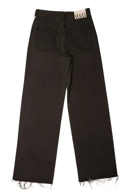 MOTHER - Faded Black Wash Frayed Hem Straight Leg Jeans Sz 00