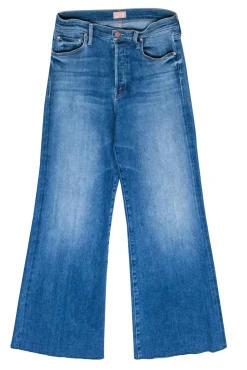 MOTHER - Medium Wash “Tomcat Roller Fray” Wide Leg Jeans w/ Raw Hem Sz 29