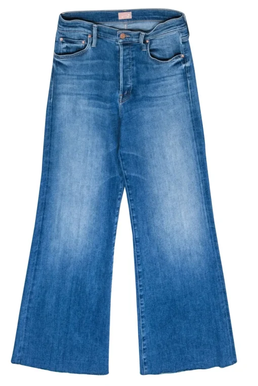 MOTHER - Medium Wash “Tomcat Roller Fray” Wide Leg Jeans w/ Raw Hem Sz 29