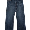 Moussy - Dark Wash Raw Hem Jeans w/ Back Panel Detail Sz 12