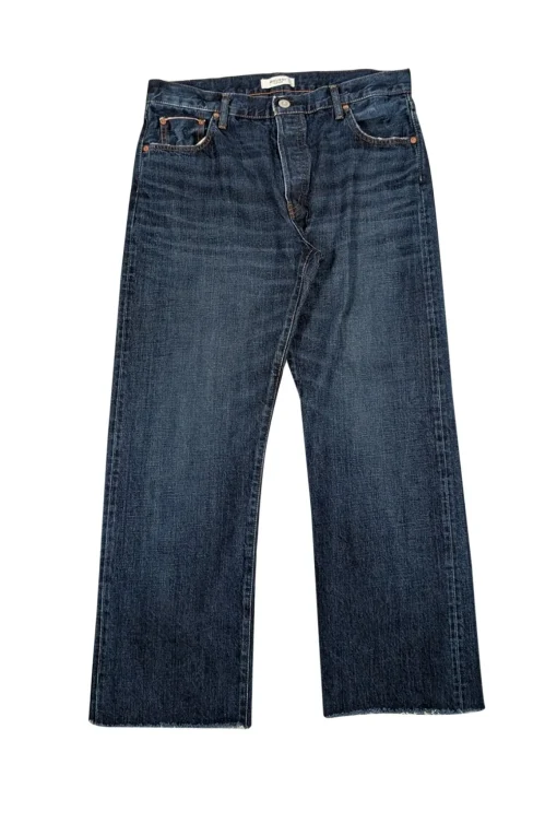 Moussy - Dark Wash Raw Hem Jeans w/ Back Panel Detail Sz 12