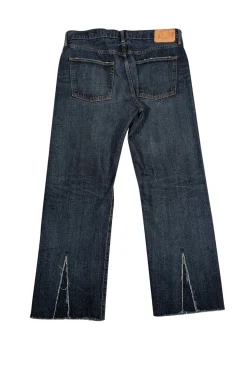 Moussy - Dark Wash Raw Hem Jeans w/ Back Panel Detail Sz 12