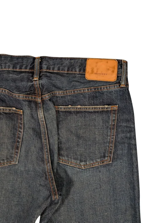 Moussy - Dark Wash Raw Hem Jeans w/ Back Panel Detail Sz 12