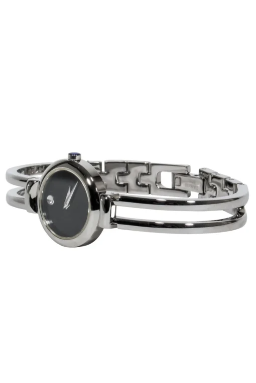 Movado - Silver Stainless Steel Watch w/ Black Dial