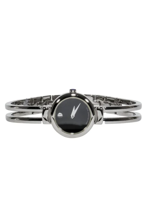 Movado - Silver Stainless Steel Watch w/ Black Dial