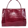 Nancy Gonzalez - Red Croc Leather Structured Handbag