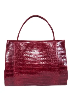 Nancy Gonzalez - Red Croc Leather Structured Handbag