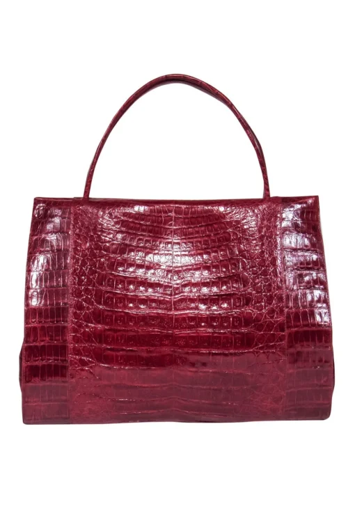 Nancy Gonzalez - Red Croc Leather Structured Handbag
