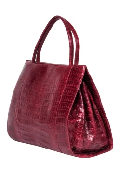 Nancy Gonzalez - Red Croc Leather Structured Handbag