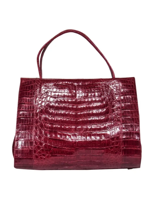 Nancy Gonzalez - Red Croc Leather Structured Handbag
