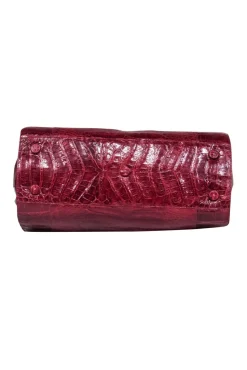 Nancy Gonzalez - Red Croc Leather Structured Handbag