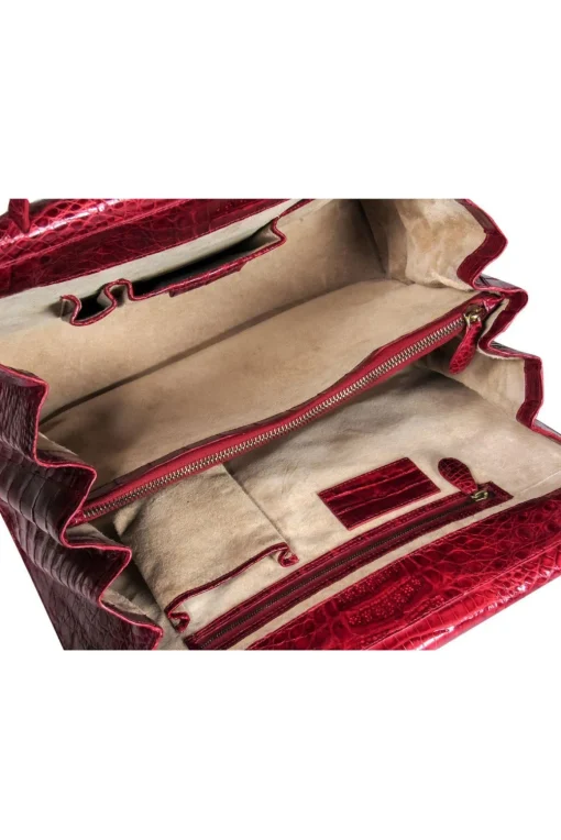 Nancy Gonzalez - Red Croc Leather Structured Handbag