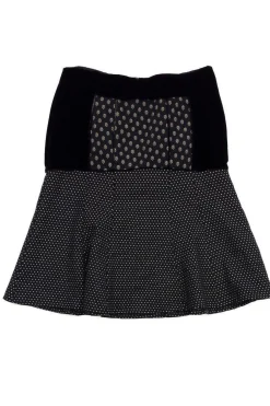 Nanette Lepore - Black Print Velvet Skirt Sz 4
