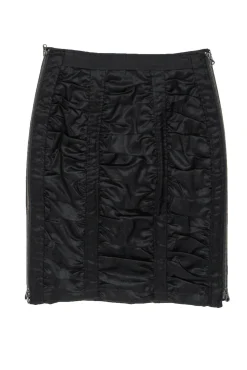 Nanette Lepore - Black Ruched Pencil Skirt w/ Double Zippers Sz 0