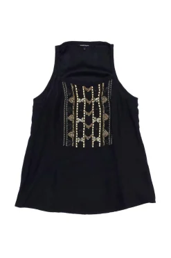Nanette Lepore - Black Silk Embellished Tank Sz 4