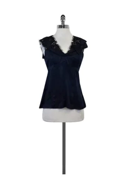 Nanette Lepore - Blue & Black Silk Blouse Sz 4