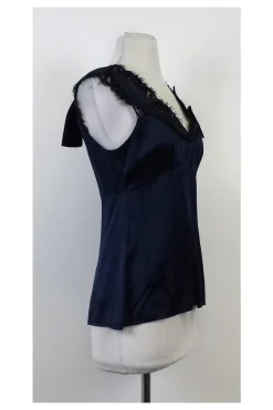 Nanette Lepore - Blue & Black Silk Blouse Sz 4