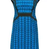 Nanette Lepore - Bright Blue & Brown Lace Sheath Dress Sz 2