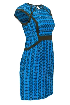 Nanette Lepore - Bright Blue & Brown Lace Sheath Dress Sz 2