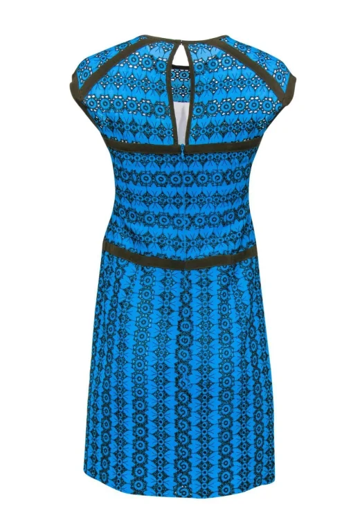 Nanette Lepore - Bright Blue & Brown Lace Sheath Dress Sz 2