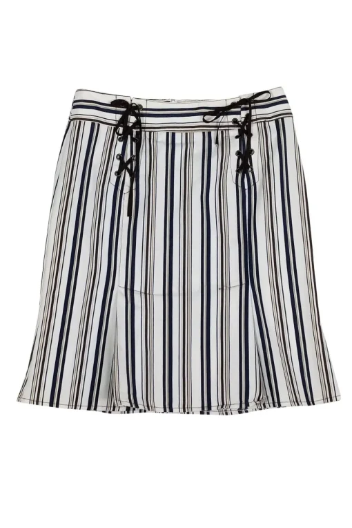 Nanette Lepore - Brown & Navy Lace-Up Skirt - Sz 4