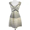 Nanette Lepore - Cream & Grey Striped Silk & Linen Dress Sz 4