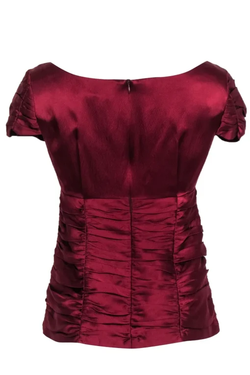Nanette Lepore - Deep Red Ruched Cap Sleeve Silk Top Sz 6