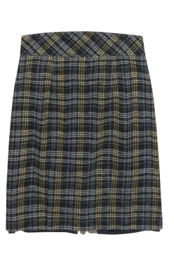 Nanette Lepore - Grey, Blue & Yellow Plaid Wool Pencil Skirt Sz 4