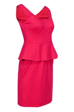 Nanette Lepore - Hot Pink Cocktail Dress w/ Peplum Sz 4