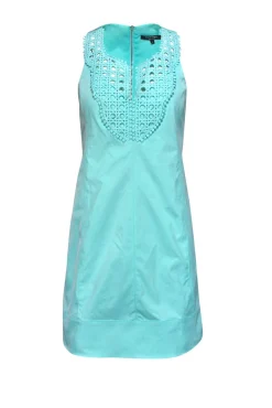 Nanette Lepore - Mint Green Smock Dress w/ Crochet Bib Sz 6