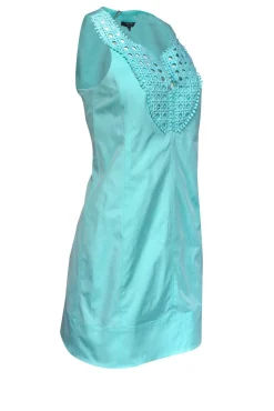 Nanette Lepore - Mint Green Smock Dress w/ Crochet Bib Sz 6