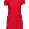 Nanette Lepore - Red Textured Fit & Flare Short Sleeved Dress Sz 2