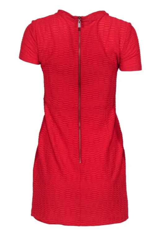 Nanette Lepore - Red Textured Fit & Flare Short Sleeved Dress Sz 2