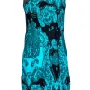 Nanette Lepore - Teal Paisley Dress w/ Mesh Insert Sz 0