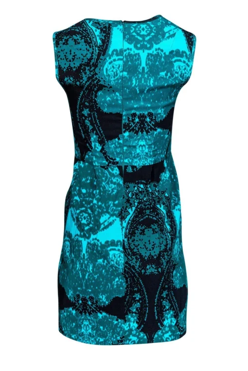 Nanette Lepore - Teal Paisley Dress w/ Mesh Insert Sz 0