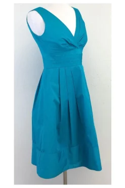 Nanette Lepore - Turquoise Pleated Cotton Dress Sz 2
