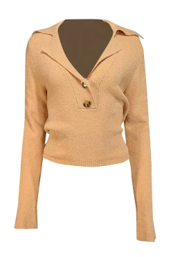 Nanushka - Beige Wrap Open Back Polo Sweater Sz XS
