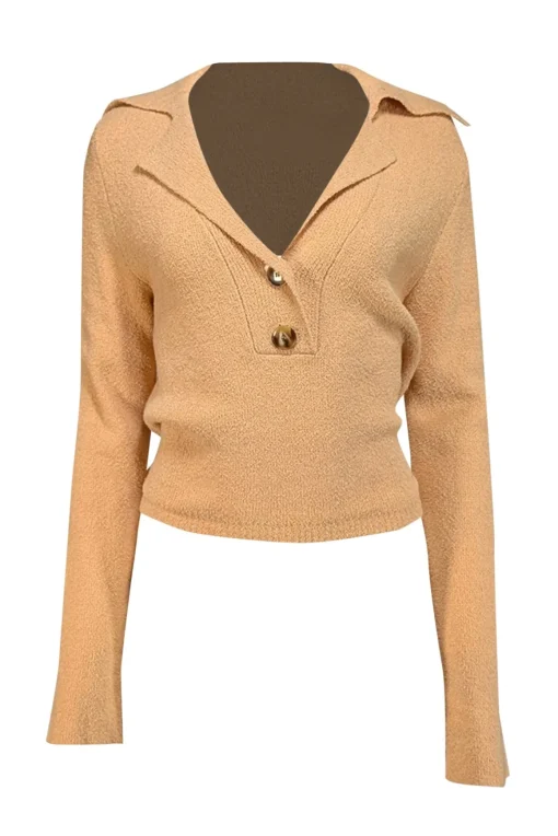 Nanushka - Beige Wrap Open Back Polo Sweater Sz XS