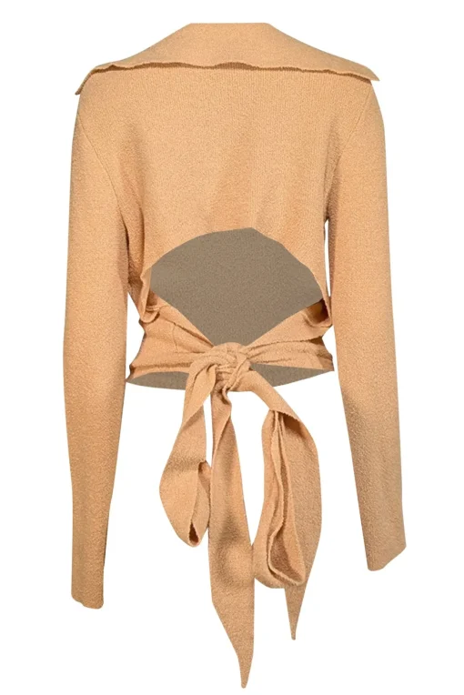 Nanushka - Beige Wrap Open Back Polo Sweater Sz XS