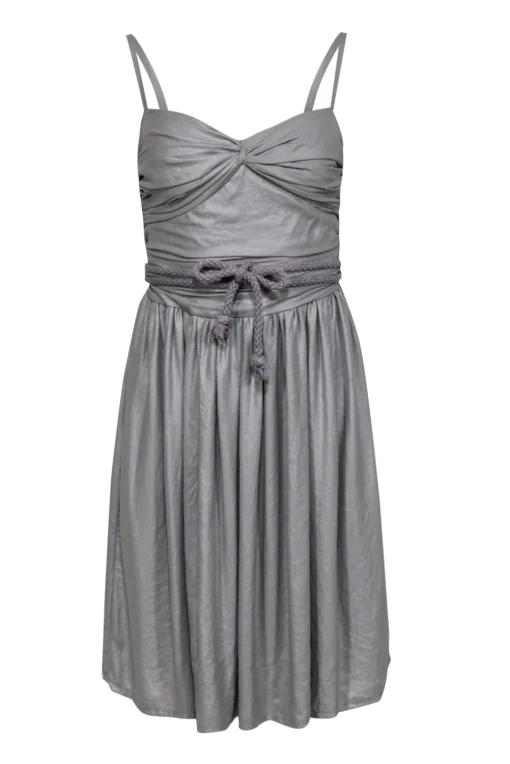 Nanushka - Gray Sleeveless Drape Mini Dress w/ Rope Belt Sz S