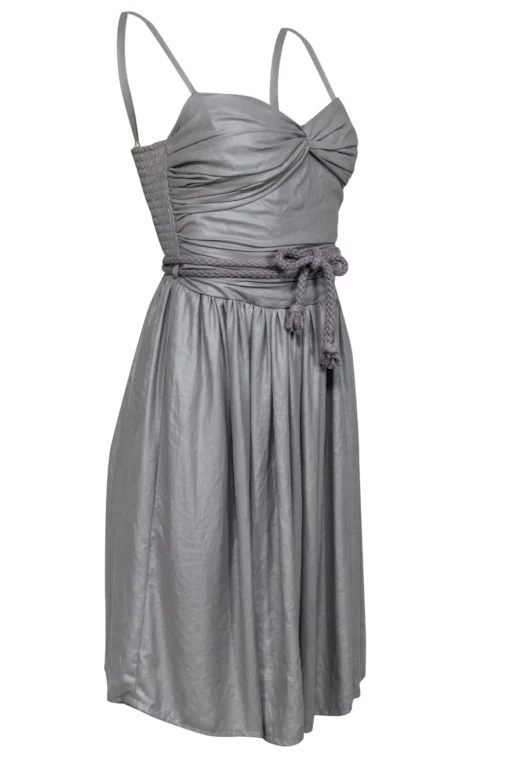 Nanushka - Gray Sleeveless Drape Mini Dress w/ Rope Belt Sz S
