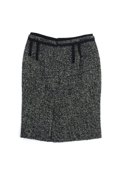 Natan Collection - Black & White Herringbone Tweed Skirt Sz S