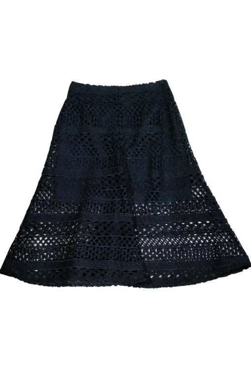 Nicholas - Navy Braided Lace Skirt Sz 4