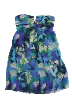 Nicole Miller - Abstract Print Silk Strapless Dress Sz 0