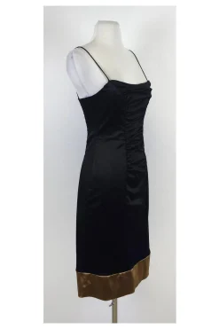 Nicole Miller - Black & Gold Bodycon Spaghetti Strap Dress Sz 8