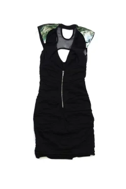 Nicole Miller - Black & Green Ruched Bodycon Dress Sz 4