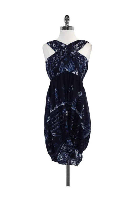 Nicole Miller - Blue & White Silk Dress Sz 2