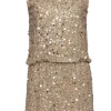 Nicole Miller - Bronze Sequin Silk Cocktail Dress w/ Draped Back Sz M